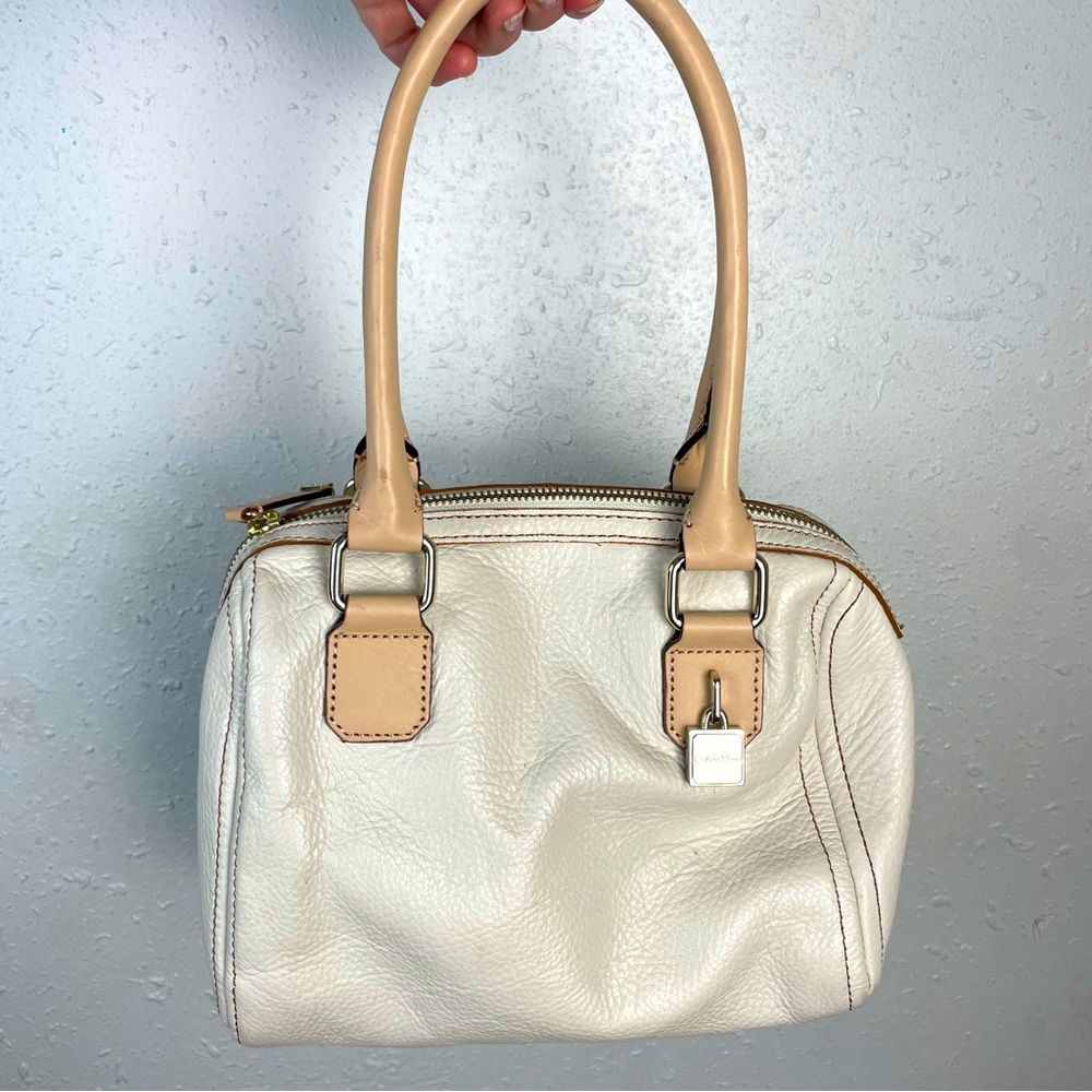 Calvin Klein Cream Leather Satchel Bag
